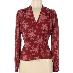 Antonio Melani XS Red Floral Wrap Blouse